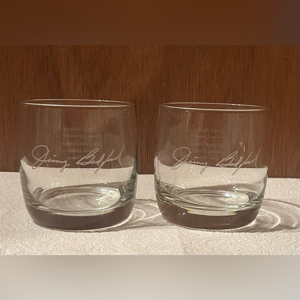 Set of 2 Jack Daniel Distillery Master Distiller Jimmy Bedford Signature Glasses